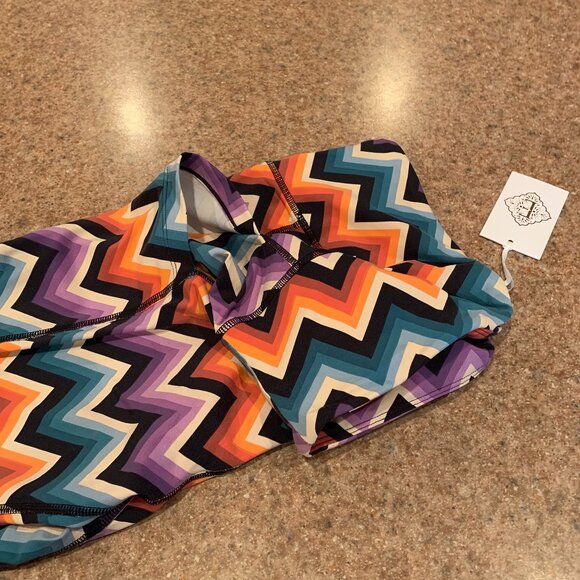 Eluminary Sz 3 (fits 14+) multicolor zig zag work out pants/leggings w/pockets N - Picture 3 of 5